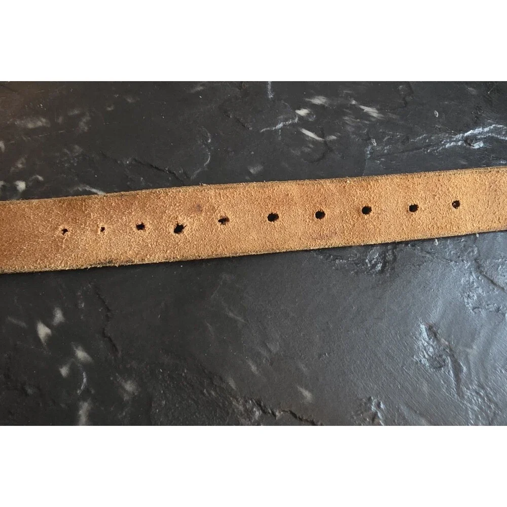 Vintage Masonic Freemason Handcrafted Leather Belt Square Compass Buckle 42in